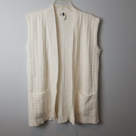 Yarn Works Long Sleeveless Cardigan Sweater Vest - Picture 1 of 7